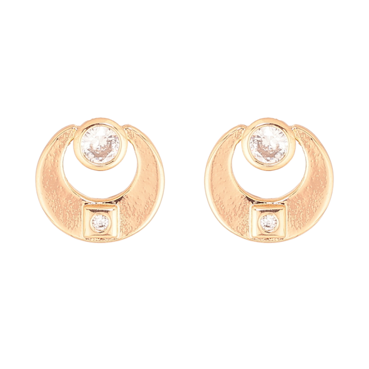 Серьги Xuping цвет Позолота 18К пусеты "Круги с кристаллами" фото №22