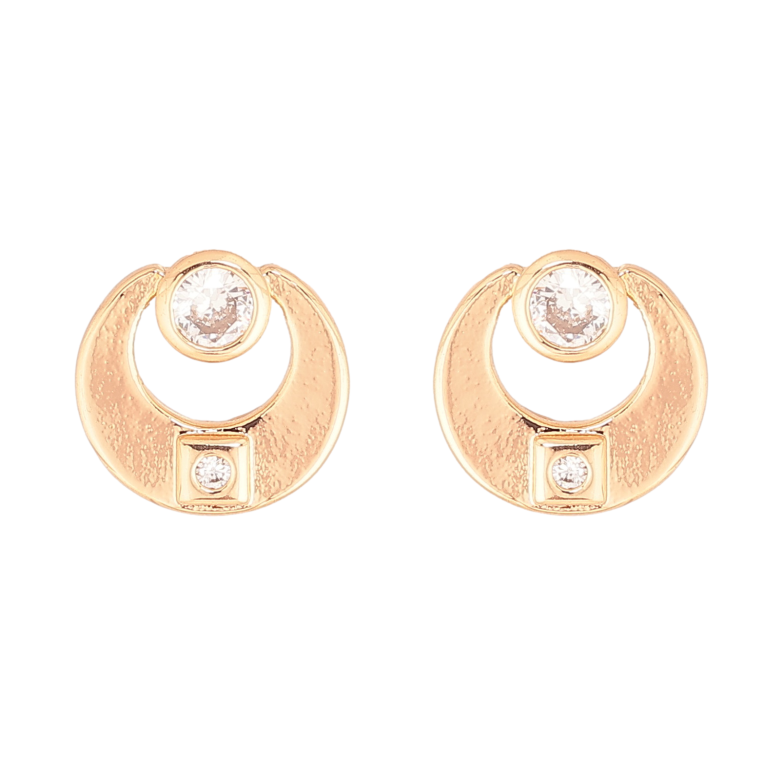 Серьги Xuping цвет Позолота 18К пусеты "Круги с кристаллами" фото №1