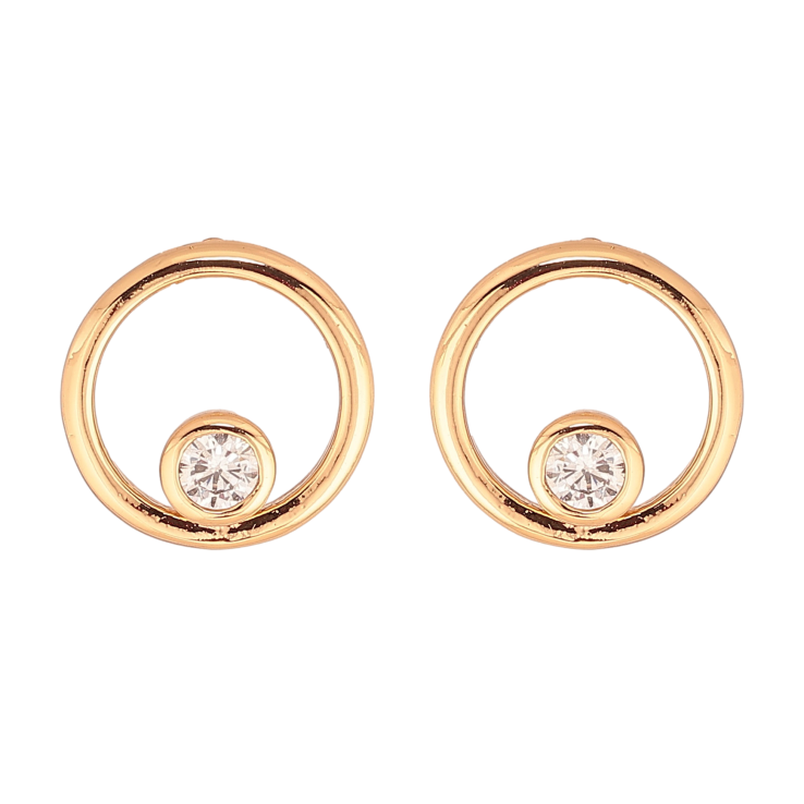 Серьги Xuping цвет Позолота 18К пусеты "Колечки с кристаллами" фото №5 Серьги Xuping цвет Позолота 18К пусеты "Колечки с кристаллами" фото №5