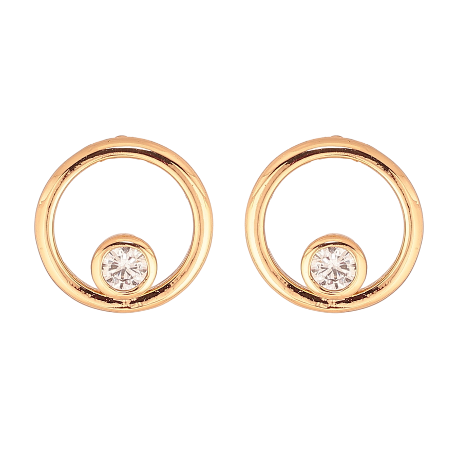 Серьги Xuping цвет Позолота 18К пусеты "Колечки с кристаллами" фото №1 Серьги Xuping цвет Позолота 18К пусеты "Колечки с кристаллами" фото №1