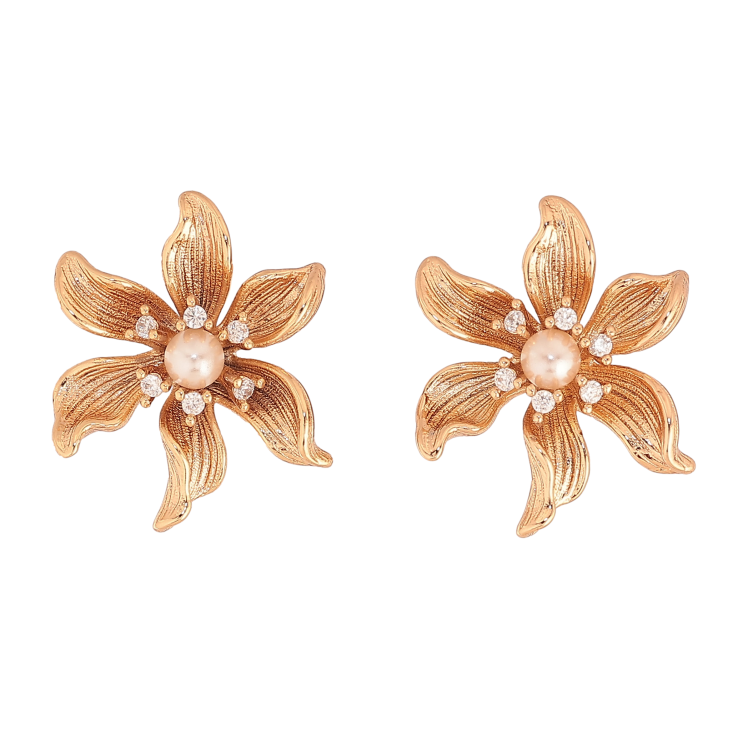 Серьги Xuping цвет Позолота 18К пусеты "Цветочки" фото №18