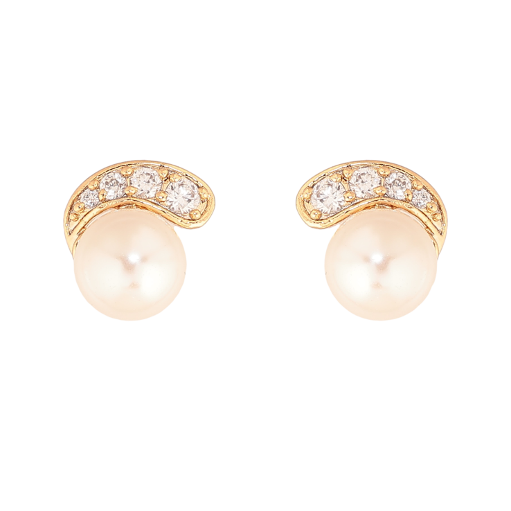 Серьги Xuping цвет Позолота 18К пусеты "Узор с жемчужинами и кристаллами" фото №23