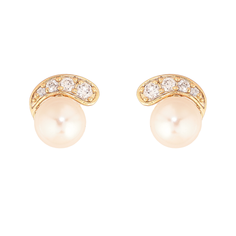 Серьги Xuping цвет Позолота 18К пусеты "Узор с жемчужинами и кристаллами" фото №1 Серьги Xuping цвет Позолота 18К пусеты "Узор с жемчужинами и кристаллами" фото №1