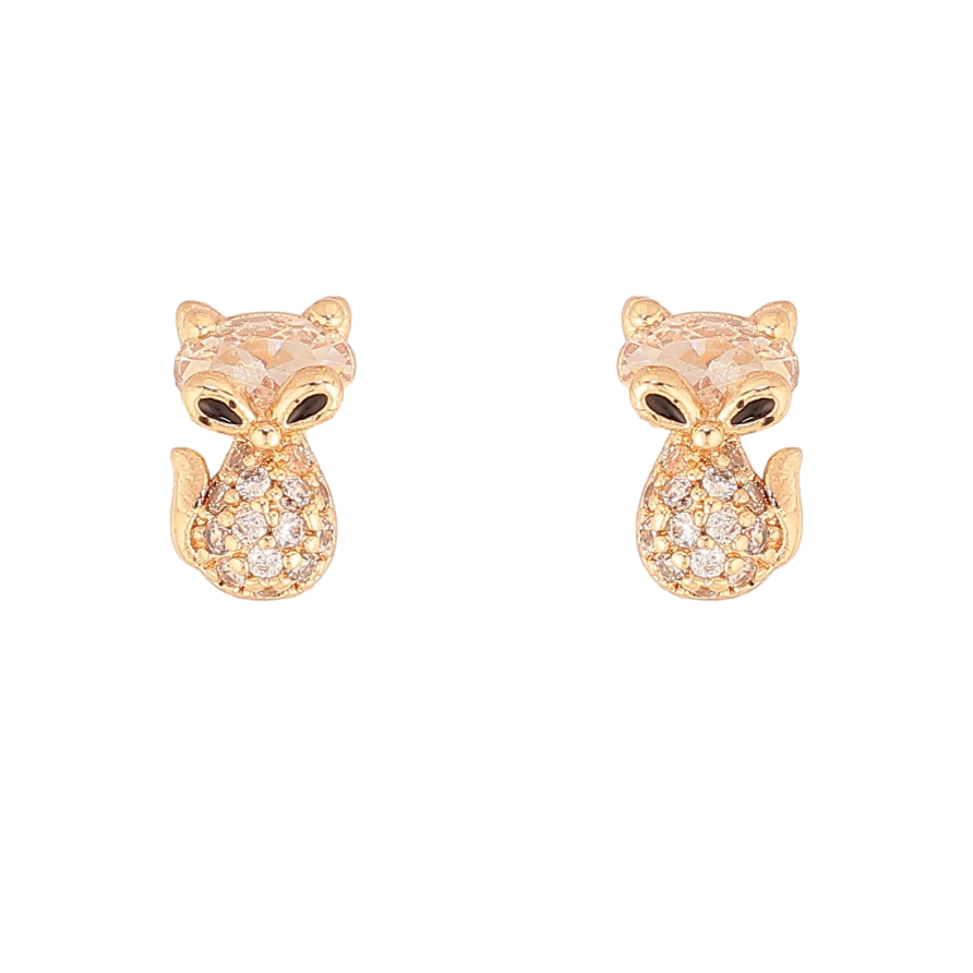 Сережки Xuping колір Позолота 18К пусети "Лисички з кристалами" фото №1 Сережки Xuping колір Позолота 18К пусети "Лисички з кристалами" фото №1