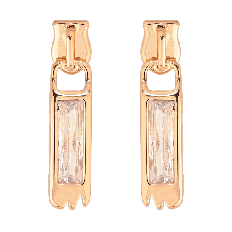 Серьги Xuping цвет Позолота 18К пусеты "Бегунки с кристаллами" фото №11