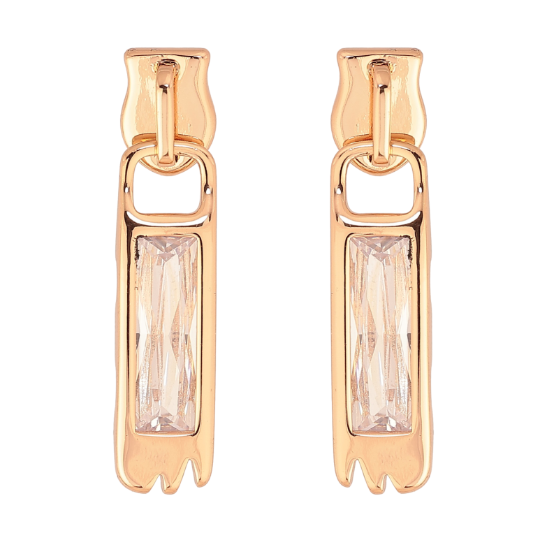 Сережки Xuping колір Позолота 18К пусети "Бігунки з кристалами" фото №1