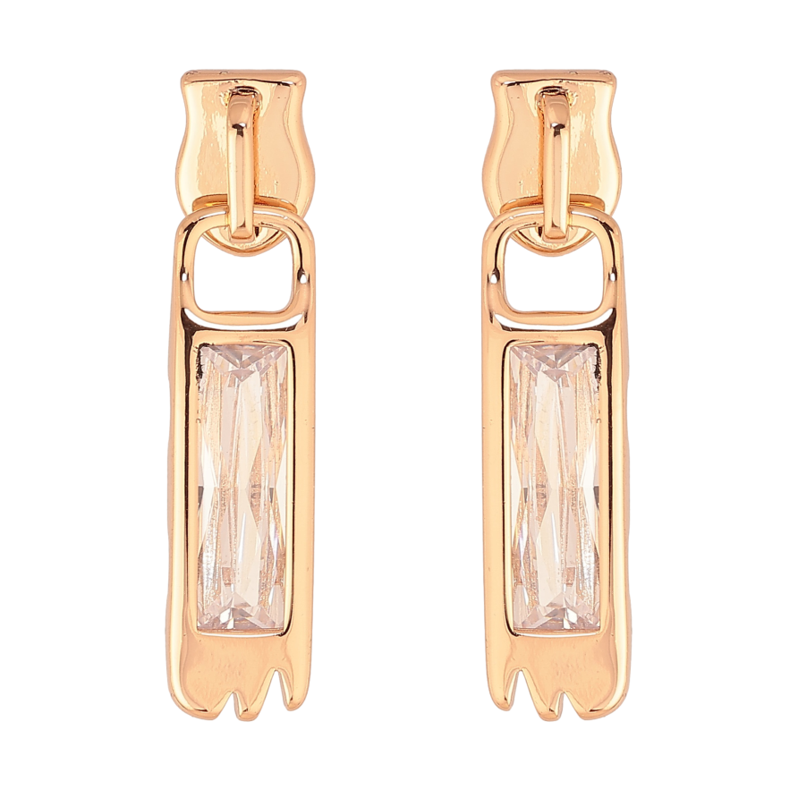 Серьги Xuping цвет Позолота 18К пусеты "Бегунки с кристаллами" фото №1