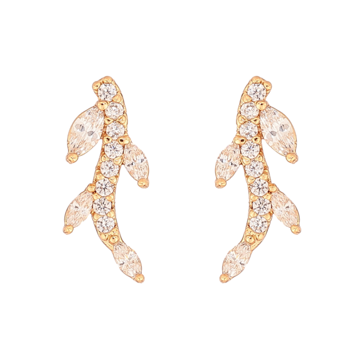 Серьги Xuping цвет Позолота 18К пусеты "Кристальные веточки" фото №23