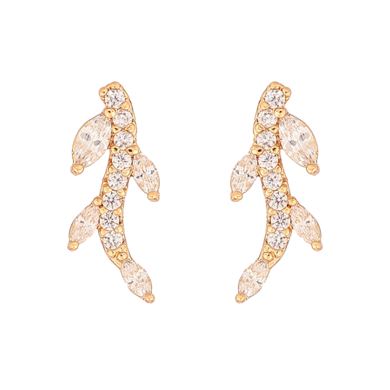 Серьги Xuping цвет Позолота 18К пусеты "Кристальные веточки" фото №1