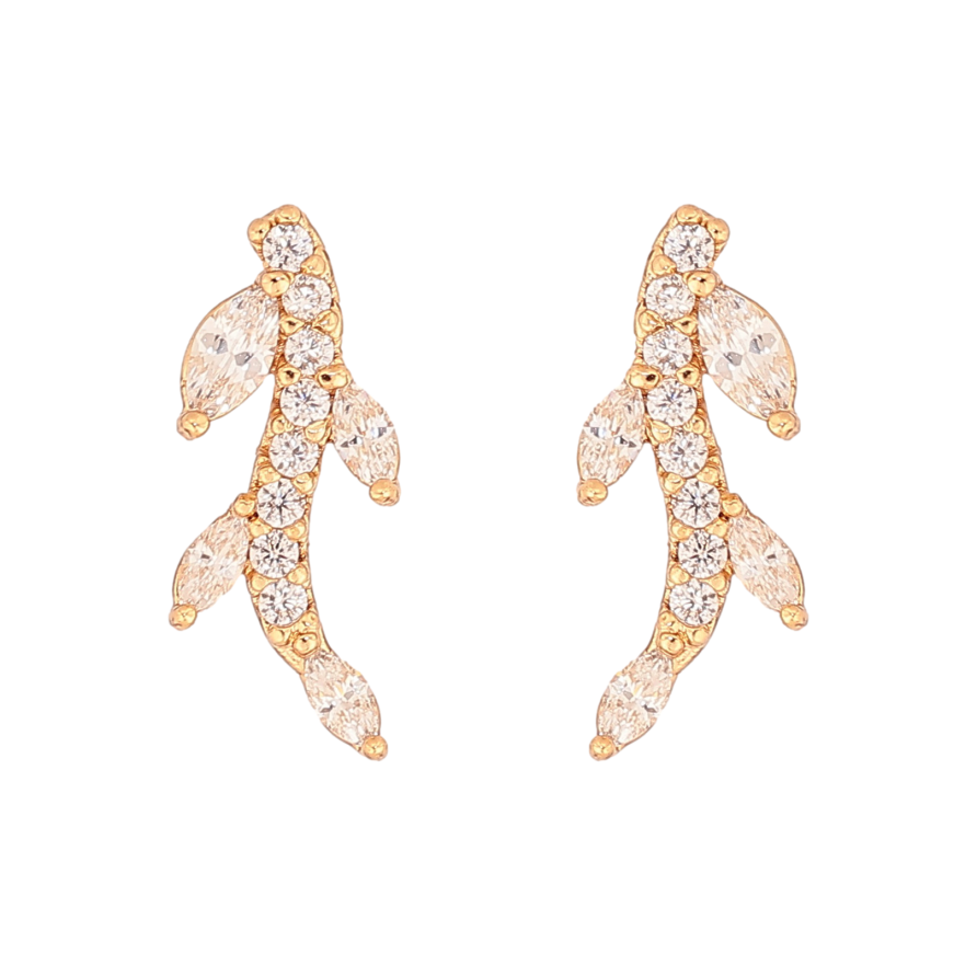 Серьги Xuping цвет Позолота 18К пусеты "Кристальные веточки" фото №1