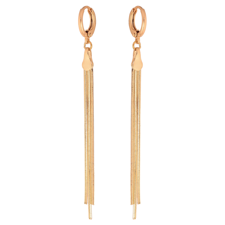 Сережки Xuping колір Позолота 18К підвіски на колечках "Три ланцюжки" фото №1