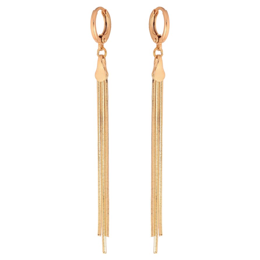 Серьги Xuping цвет Позолота 18К подвески на колечках "Три цепочки" фото №1