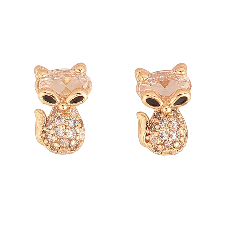 Серьги Xuping цвет Позолота 18К пусеты "Кристальные лисички" на одну сторону фото №25