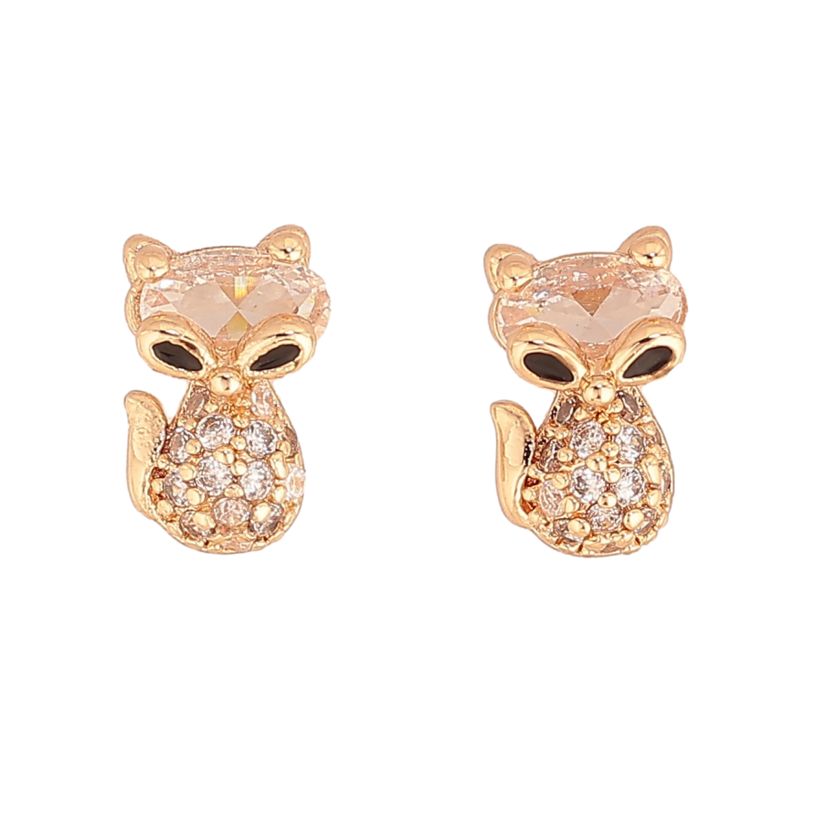 Серьги Xuping цвет Позолота 18К пусеты "Кристальные лисички" на одну сторону фото №1