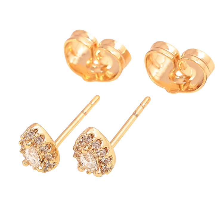 Серьги Xuping цвет Позолота 18К пусеты "Кристальные капельки" фото №17