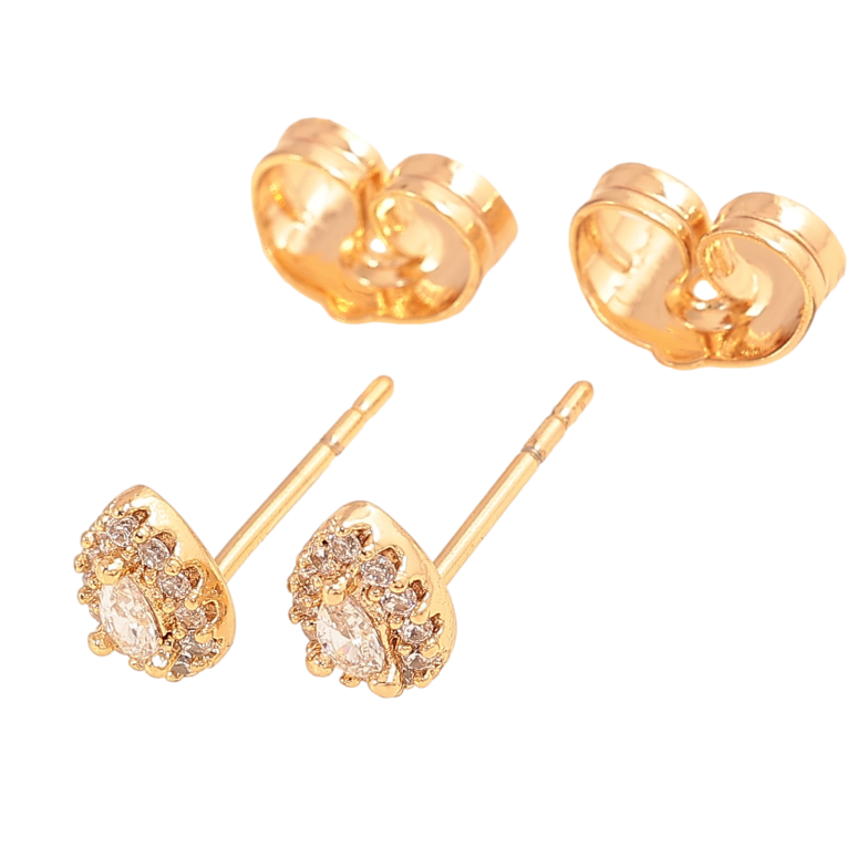 Серьги Xuping цвет Позолота 18К пусеты "Кристальные капельки" фото №7