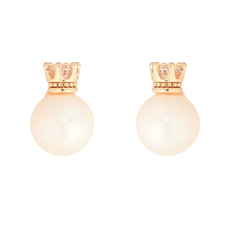 Серьги Xuping цвет Позолота 18К пусеты "Жемчужины с короной" фото №19