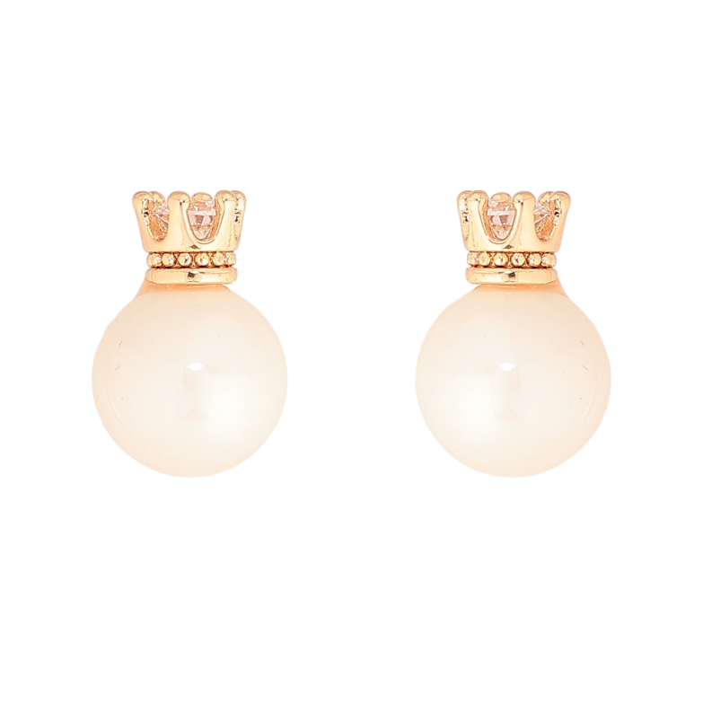Серьги Xuping цвет Позолота 18К пусеты "Жемчужины с короной" фото №1