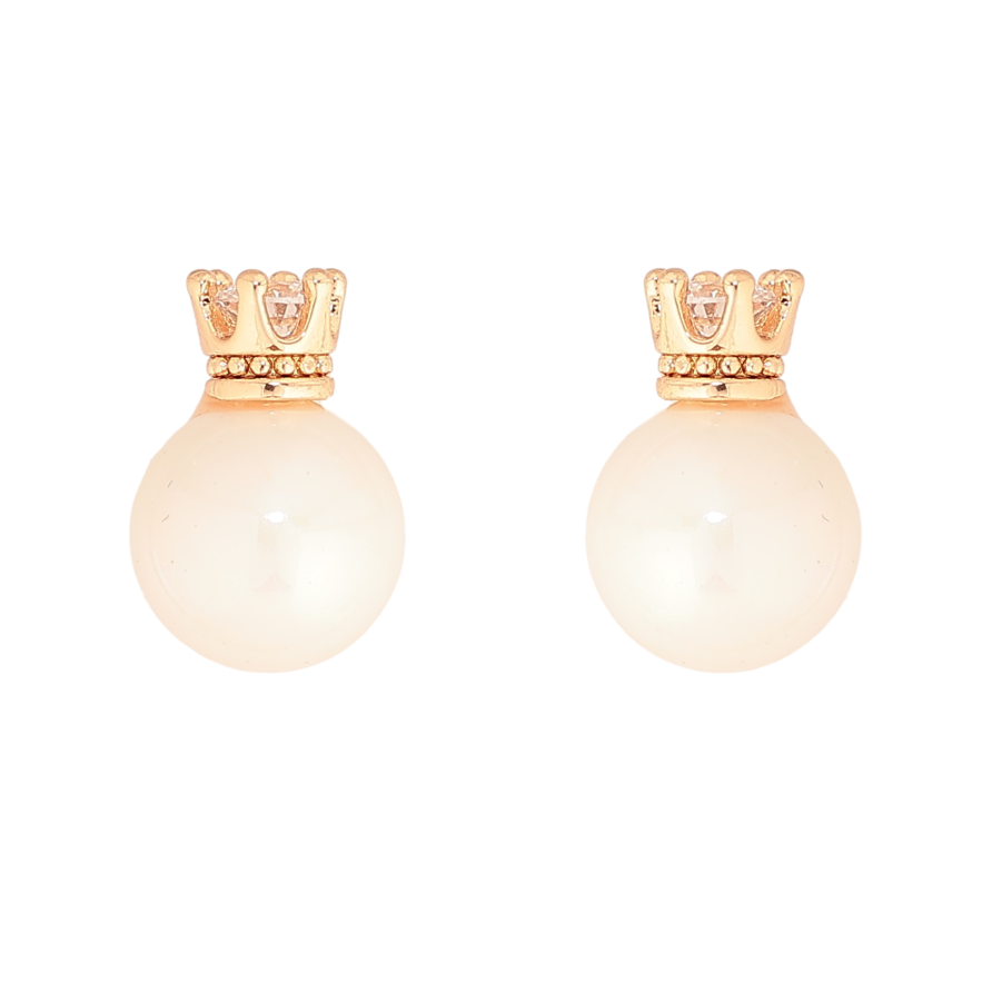 Серьги Xuping цвет Позолота 18К пусеты "Жемчужины с короной" фото №1