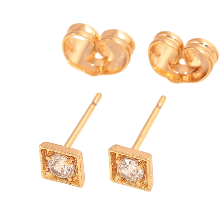 Серьги Xuping цвет Позолота 18К пусеты "Квадраты с кристаллами" 5х5мм фото №9 Серьги Xuping цвет Позолота 18К пусеты "Квадраты с кристаллами" 5х5мм фото №9