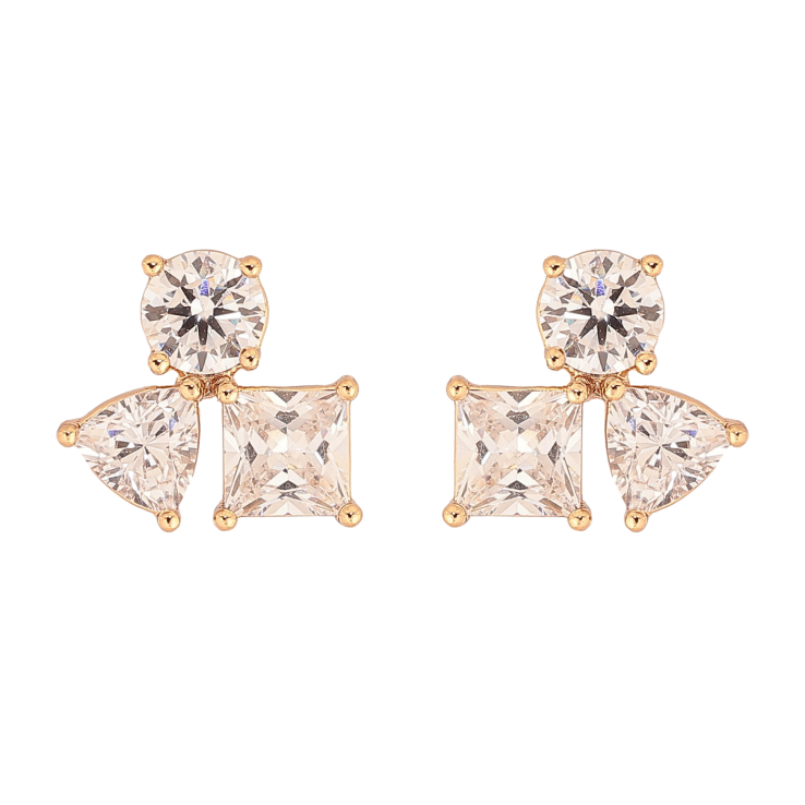 Серьги Xuping цвет Позолота 18К пусеты "Кристаллы" фото №14