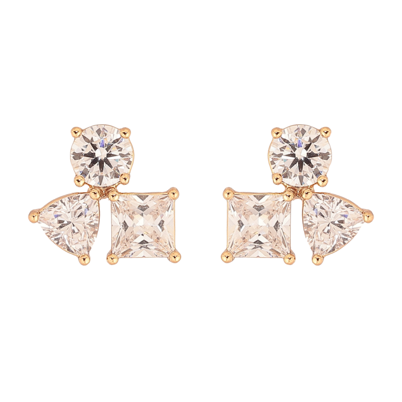 Серьги Xuping цвет Позолота 18К пусеты "Кристаллы" фото №1