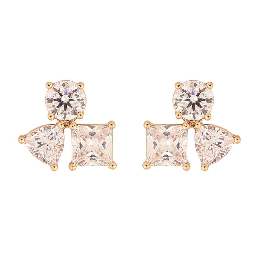 Серьги Xuping цвет Позолота 18К пусеты "Кристаллы" фото №1