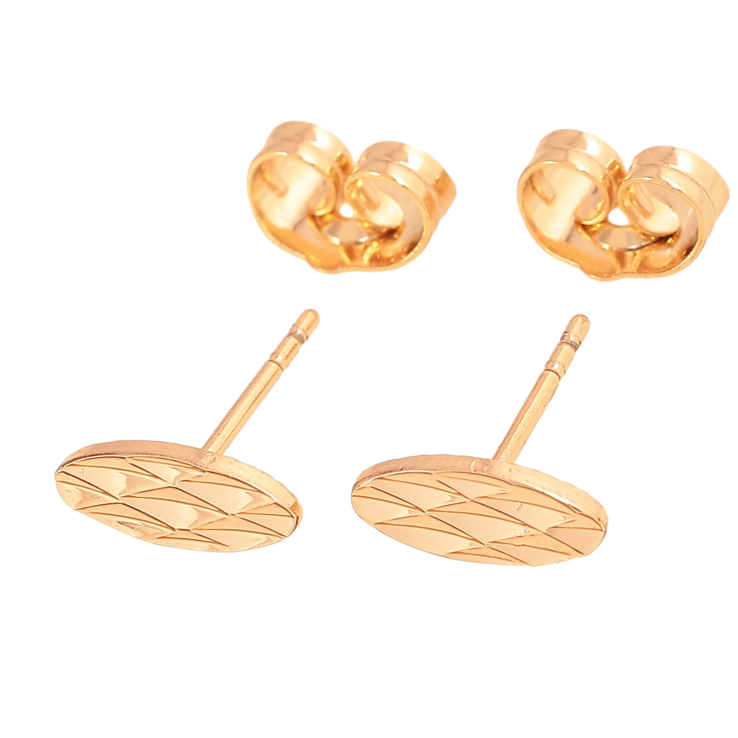 Серьги Xuping цвет Позолота 18К пусеты "Овалы с узором" фото №12