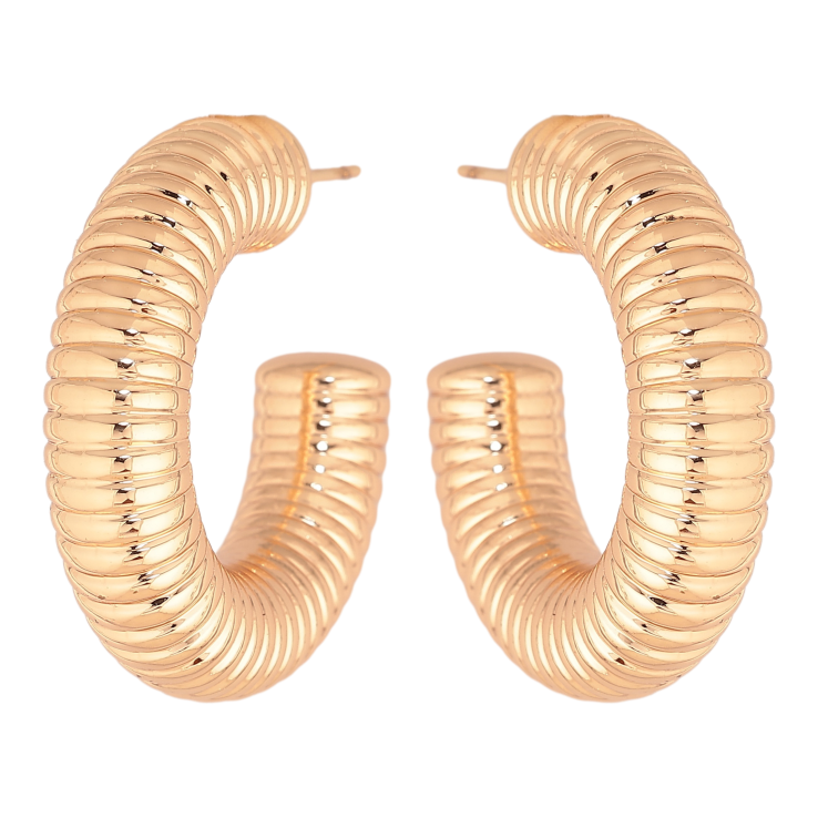 Серьги Xuping цвет Позолота 18К пусеты "Объемные дуги" фото №9