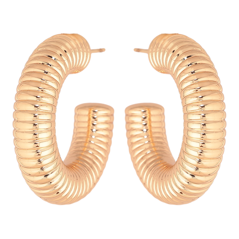 Серьги Xuping цвет Позолота 18К пусеты "Объемные дуги" фото №1