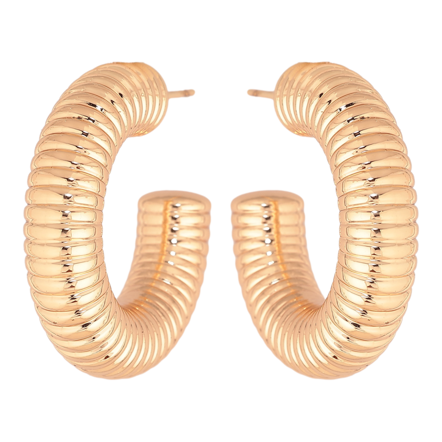Серьги Xuping цвет Позолота 18К пусеты "Объемные дуги" фото №1
