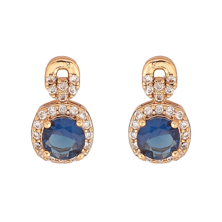 Серьги Xuping цвет Позолота 18К пусеты "Узор с синими кристаллами" фото №19