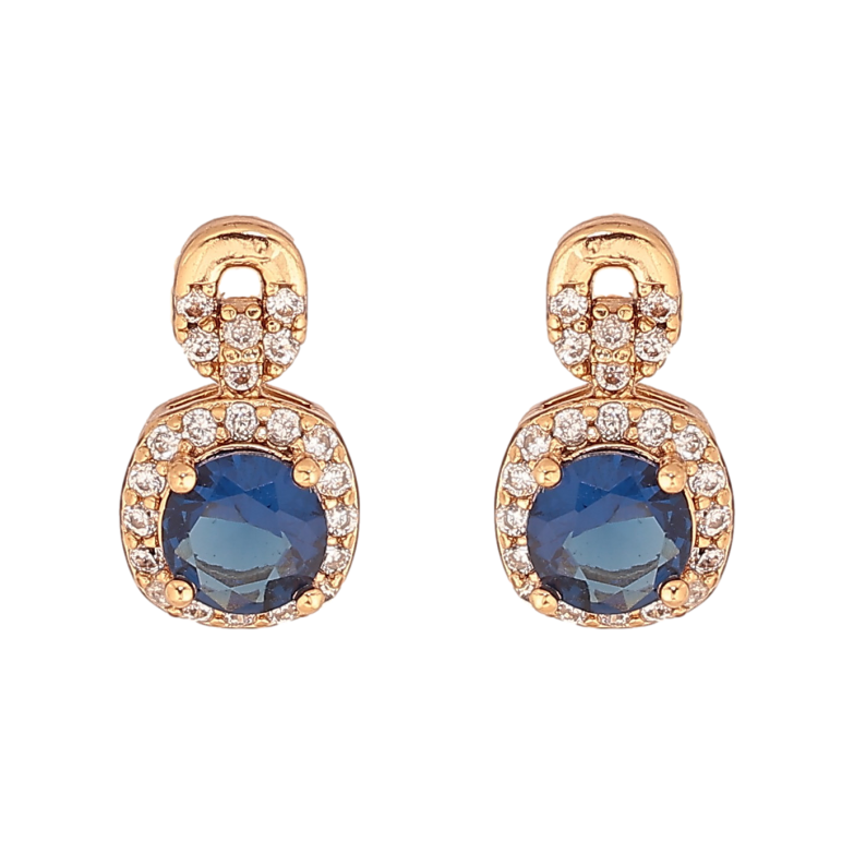 Серьги Xuping цвет Позолота 18К пусеты "Узор с синими кристаллами" фото №1