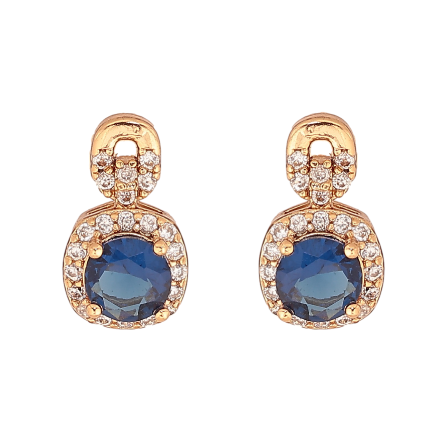 Серьги Xuping цвет Позолота 18К пусеты "Узор с синими кристаллами" фото №1