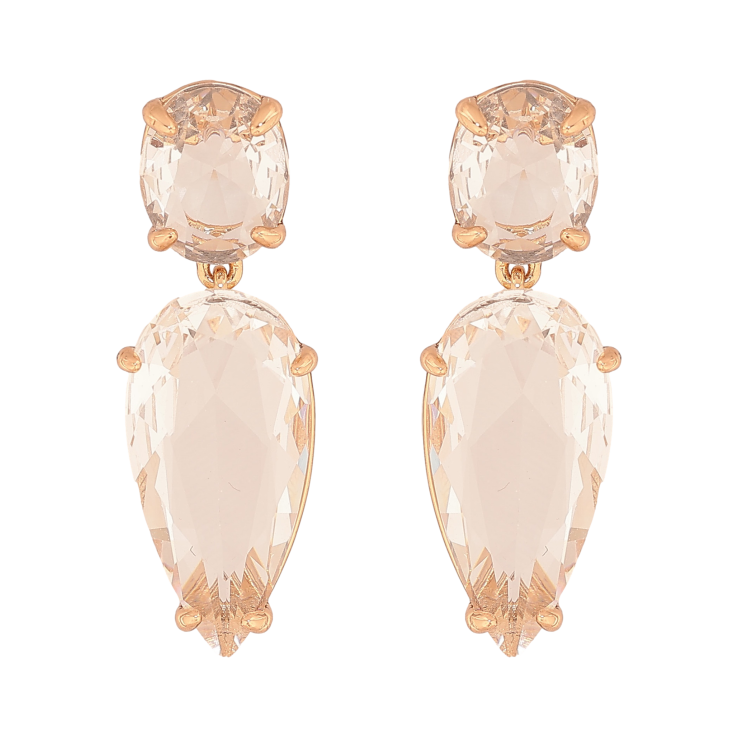 Серьги Xuping цвет Позолота 18К пусеты "Кристальные подвески" фото №13