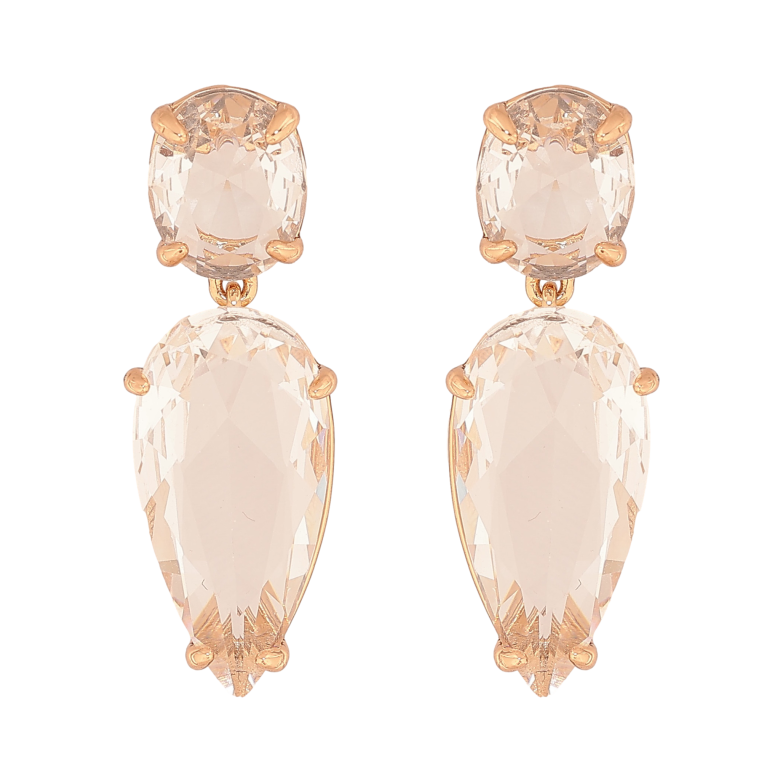 Серьги Xuping цвет Позолота 18К пусеты "Кристальные подвески" фото №1