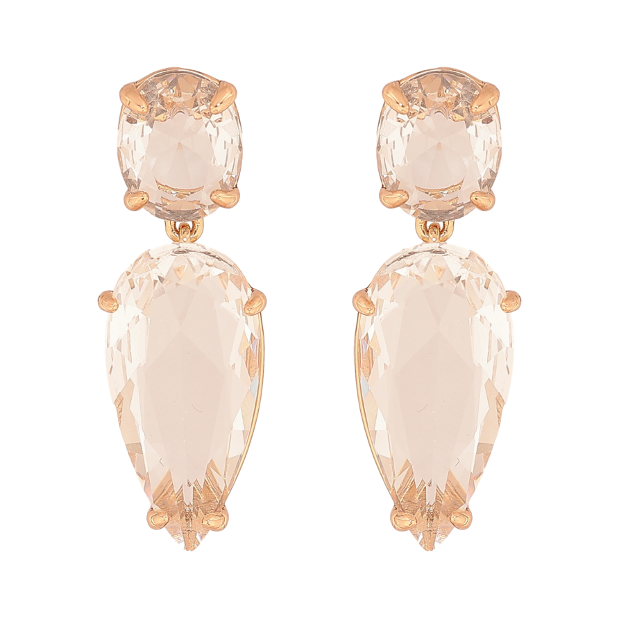 Серьги Xuping цвет Позолота 18К пусеты "Кристальные подвески" фото №1