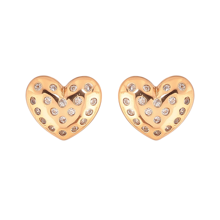 Серьги Xuping цвет Позолота 18К пусеты "Сердечки с кристаллами" фото №19