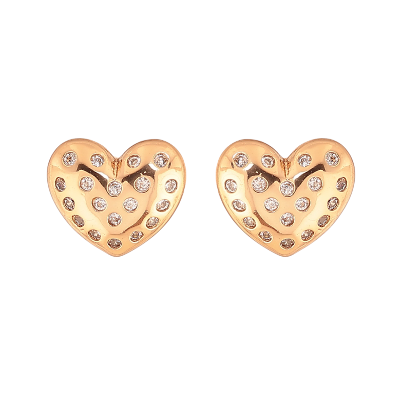 Серьги Xuping цвет Позолота 18К пусеты "Сердечки с кристаллами" фото №1