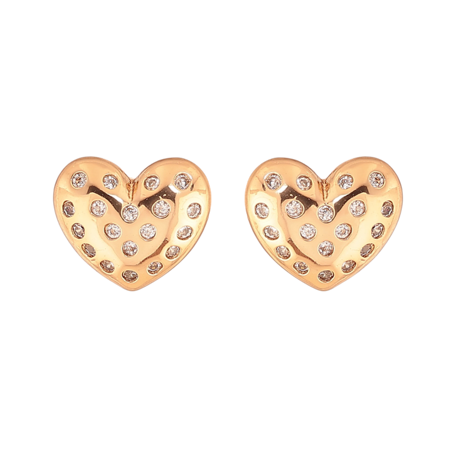 Серьги Xuping цвет Позолота 18К пусеты "Сердечки с кристаллами" фото №1