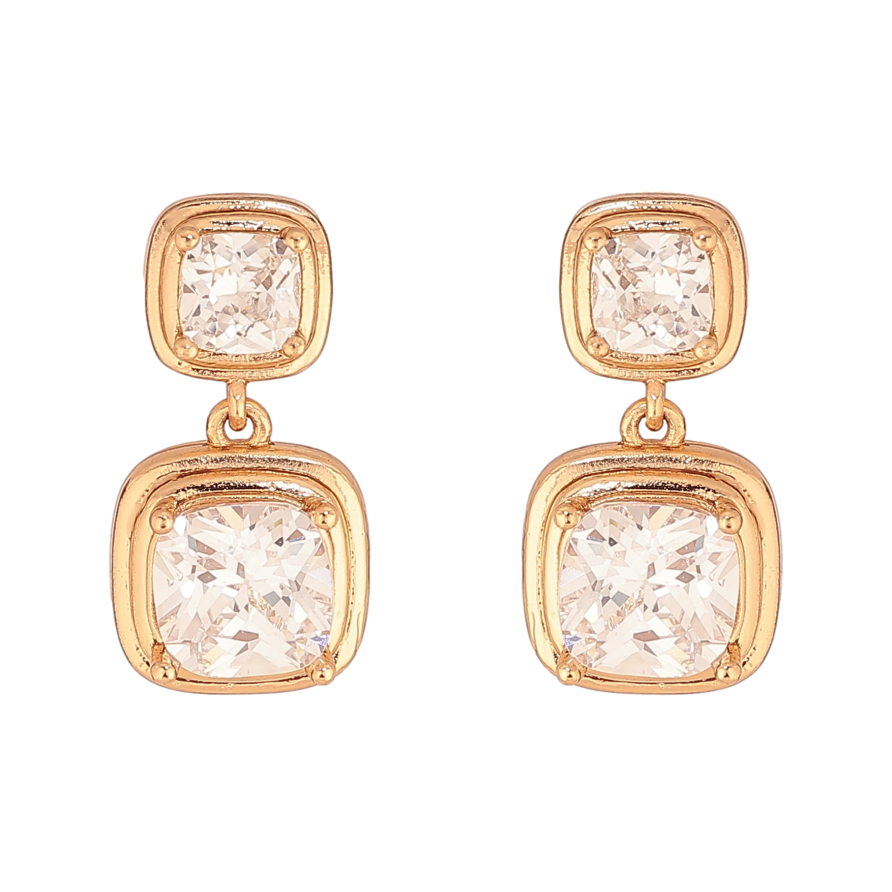 Серьги Xuping цвет Позолота 18К пусеты "Кристальные подвески" фото №1