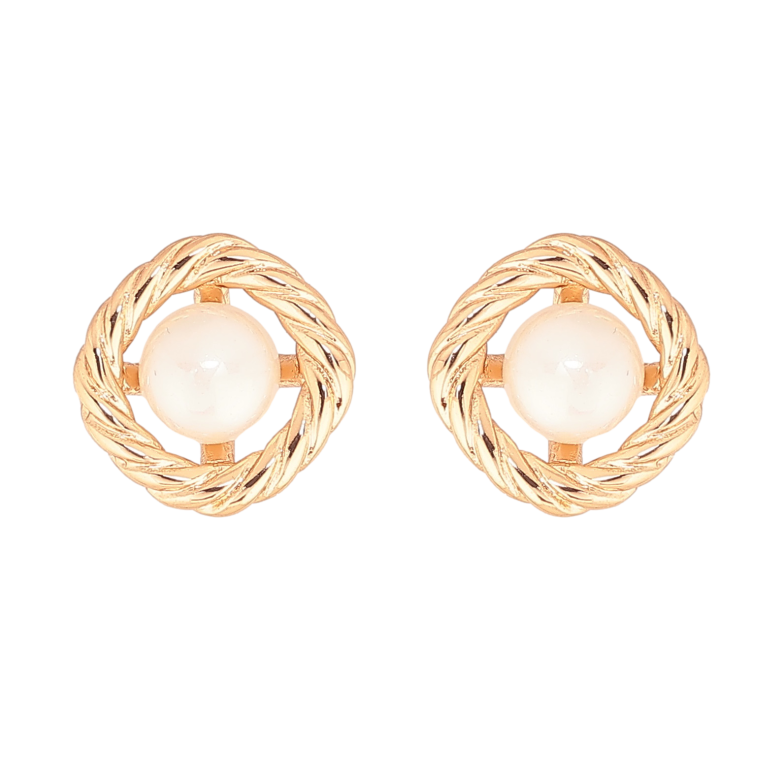Серьги Xuping цвет Позолота 18К пусеты "Колечки с жемчужинами" фото №1 Серьги Xuping цвет Позолота 18К пусеты "Колечки с жемчужинами" фото №1