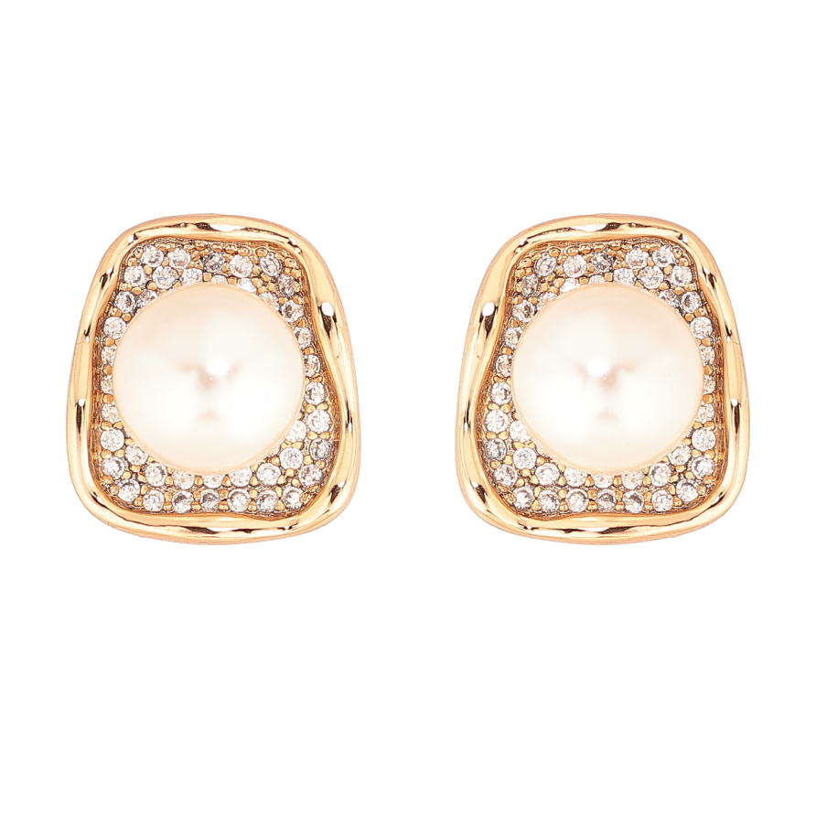 Серьги Xuping цвет Позолота 18К пусеты "Узор с инкрустацией кристаллами и жемчужинами" фото №1 Серьги Xuping цвет Позолота 18К пусеты "Узор с инкрустацией кристаллами и жемчужинами" фото №1