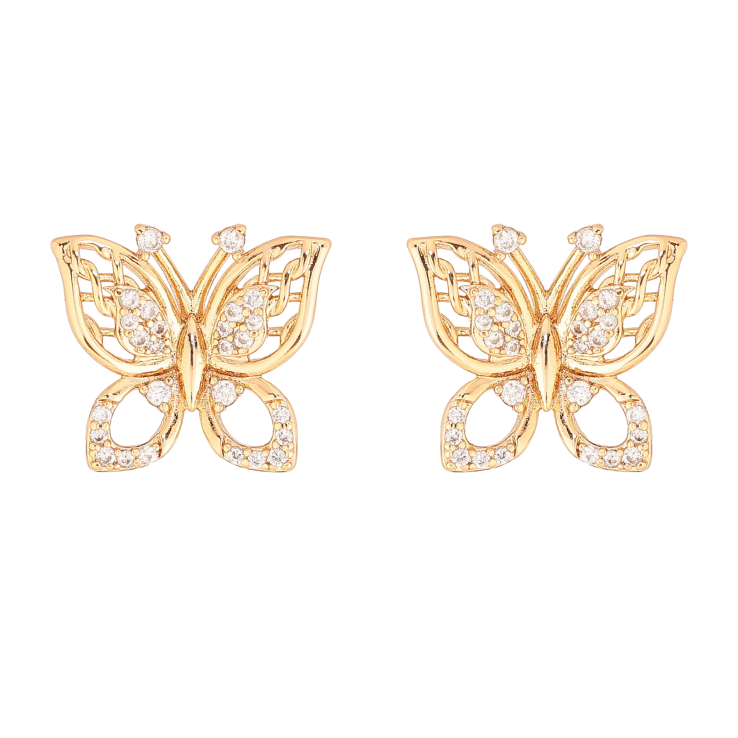 Сережки Xuping колір Позолота 18К пусети "Метелики з кристалами" фото №15 Сережки Xuping колір Позолота 18К пусети "Метелики з кристалами" фото №15