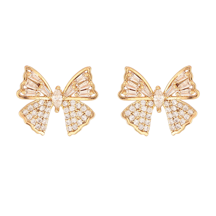 Сережки Xuping колір Позолота 18К пусети "Банти з кристалами" фото №11 Сережки Xuping колір Позолота 18К пусети "Банти з кристалами" фото №11