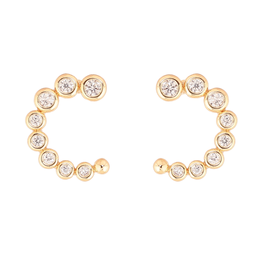 Сережки Xuping колір Позолота 18К пусети "Напівкільця з кристалами" фото №1