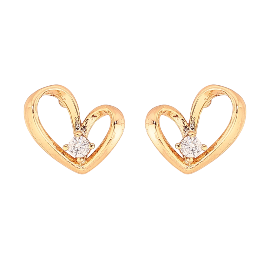 Серьги Xuping цвет Позолота 18К пусеты "Сердечки с кристаллами" фото №1