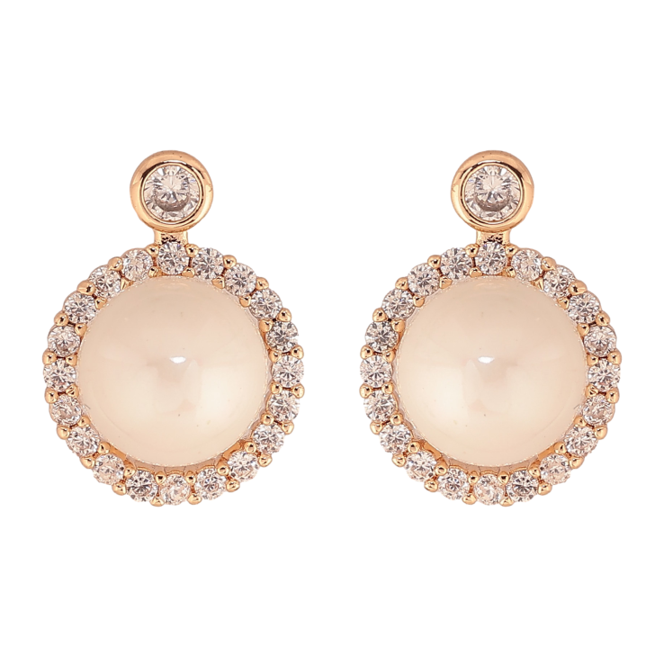 Серьги Xuping цвет Позолота 18К пусеты "Жемчужины в обрамлении кристаллов" фото №2