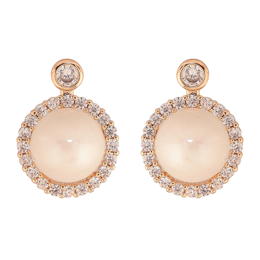 Серьги Xuping цвет Позолота 18К пусеты "Жемчужины в обрамлении кристаллов" фото №1