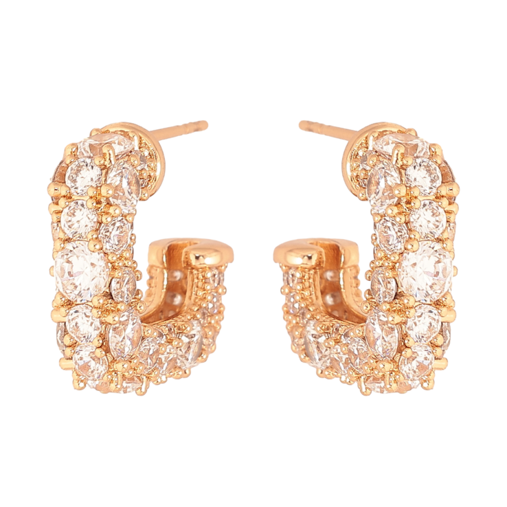 Серьги Xuping цвет Позолота 18К пусеты "Инкрустация кристаллами" фото №11